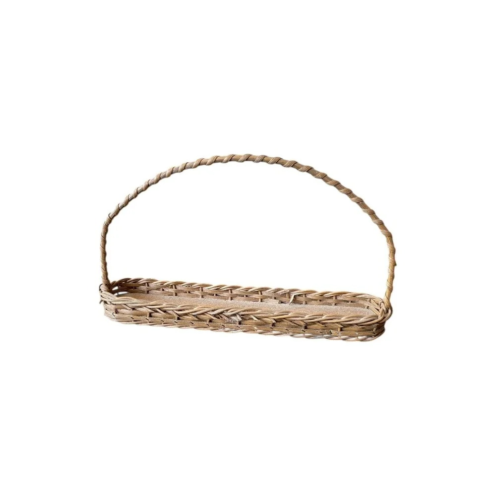Small Long‎ Wicker Basket w Handle Rustic Farmhouse Decor 10
